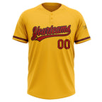 Custom Gold Red-Black Two-Button Unisex Softball Jersey photo 2