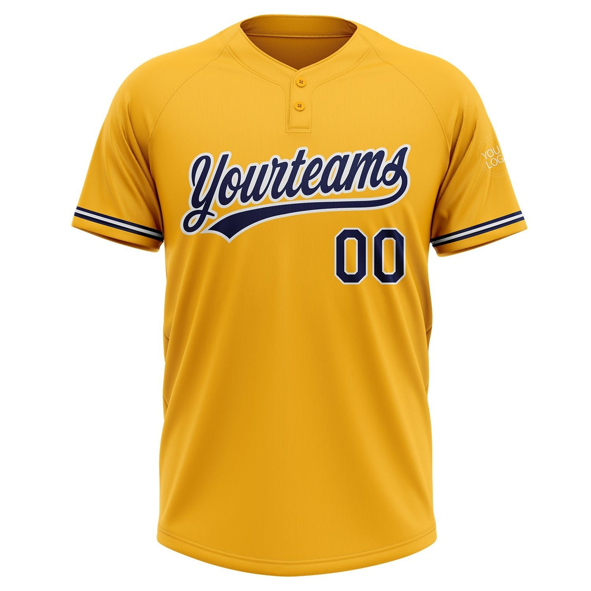 Custom Gold Navy-White Two-Button Unisex Softball Jersey photo 2