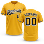 Custom Gold Black-White Two-Button Unisex Softball Jersey