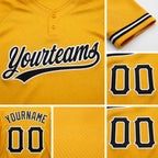 Custom Gold Black-White Two-Button Unisex Softball Jersey detail