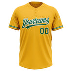 Custom Gold Kelly Green-White Two-Button Unisex Softball Jersey photo 2