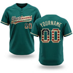 Custom Teal Vintage USA Flag-City Cream Two-Button Unisex Softball Jersey
