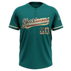 Custom Teal Vintage USA Flag-City Cream Two-Button Unisex Softball Jersey photo 2