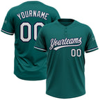Custom Teal White-Navy Two-Button Unisex Softball Jersey photo 1