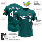 Custom Teal White-Navy Two-Button Unisex Softball Jersey photo 3