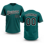 Custom Teal Black-White Two-Button Unisex Softball Jersey