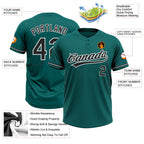 Custom Teal Black-White Two-Button Unisex Softball Jersey photo 3