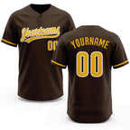 Custom Brown Gold-White Two-Button Unisex Softball Jersey