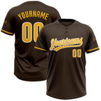 Custom Brown Gold-White Two-Button Unisex Softball Jersey photo 1