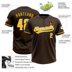 Custom Brown Gold-White Two-Button Unisex Softball Jersey photo 3