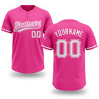 Custom Pink White Two-Button Unisex Softball Jersey