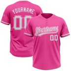 Custom Pink White Two-Button Unisex Softball Jersey photo 1