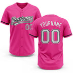 Custom Pink White-Black Two-Button Unisex Softball Jersey