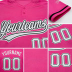 Custom Pink White-Black Two-Button Unisex Softball Jersey detail