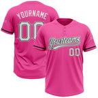 Custom Pink White-Black Two-Button Unisex Softball Jersey photo 1