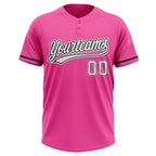 Custom Pink White-Black Two-Button Unisex Softball Jersey photo 2