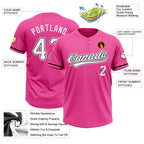 Custom Pink White-Black Two-Button Unisex Softball Jersey photo 3