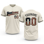 Custom Cream Vintage USA Flag-Black Two-Button Unisex Softball Jersey