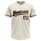 Custom Cream Vintage USA Flag-Black Two-Button Unisex Softball Jersey photo 1