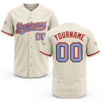 Custom Cream Light Blue-Red Two-Button Unisex Softball Jersey
