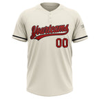 Custom Cream Red-Black Two-Button Unisex Softball Jersey photo 1
