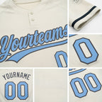Custom Cream Light Blue-Steel Gray Two-Button Unisex Softball Jersey detail