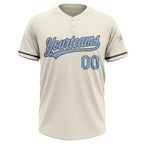 Custom Cream Light Blue-Steel Gray Two-Button Unisex Softball Jersey photo 2