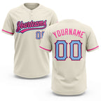 Custom Cream Light Blue Black-Pink Two-Button Unisex Softball Jersey