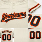 Custom Cream Black-Orange Two-Button Unisex Softball Jersey detail