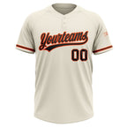 Custom Cream Black-Orange Two-Button Unisex Softball Jersey photo 2