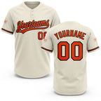 Custom Cream Orange-Black Two-Button Unisex Softball Jersey
