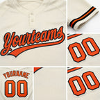 Custom Cream Orange-Black Two-Button Unisex Softball Jersey detail