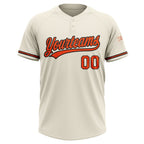 Custom Cream Orange-Black Two-Button Unisex Softball Jersey photo 2