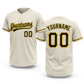 Custom Cream Black-Yellow Two-Button Unisex Softball Jersey