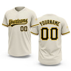Custom Cream Black-Yellow Two-Button Unisex Softball Jersey