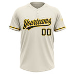 Custom Cream Black-Yellow Two-Button Unisex Softball Jersey photo 2