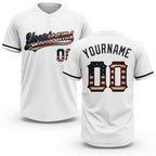 Custom White Vintage USA Flag-Black Two-Button Unisex Softball Jersey