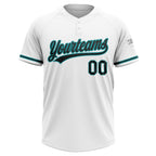 Custom White Black-Teal Two-Button Unisex Softball Jersey photo 3