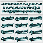 Custom White Black-Teal Two-Button Unisex Softball Jersey photo 4