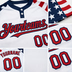 Custom White Red-Navy 3D American Flag Fashion Two-Button Unisex Softball Jersey detail