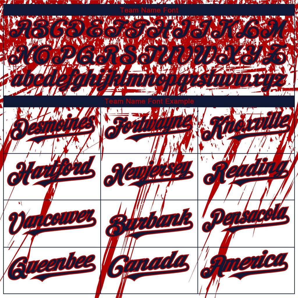 Custom White Navy-Red 3D American Flag Scratch Brush Stroke Star Raglan Sleeves Two-Button Unisex Softball Jersey photo 4