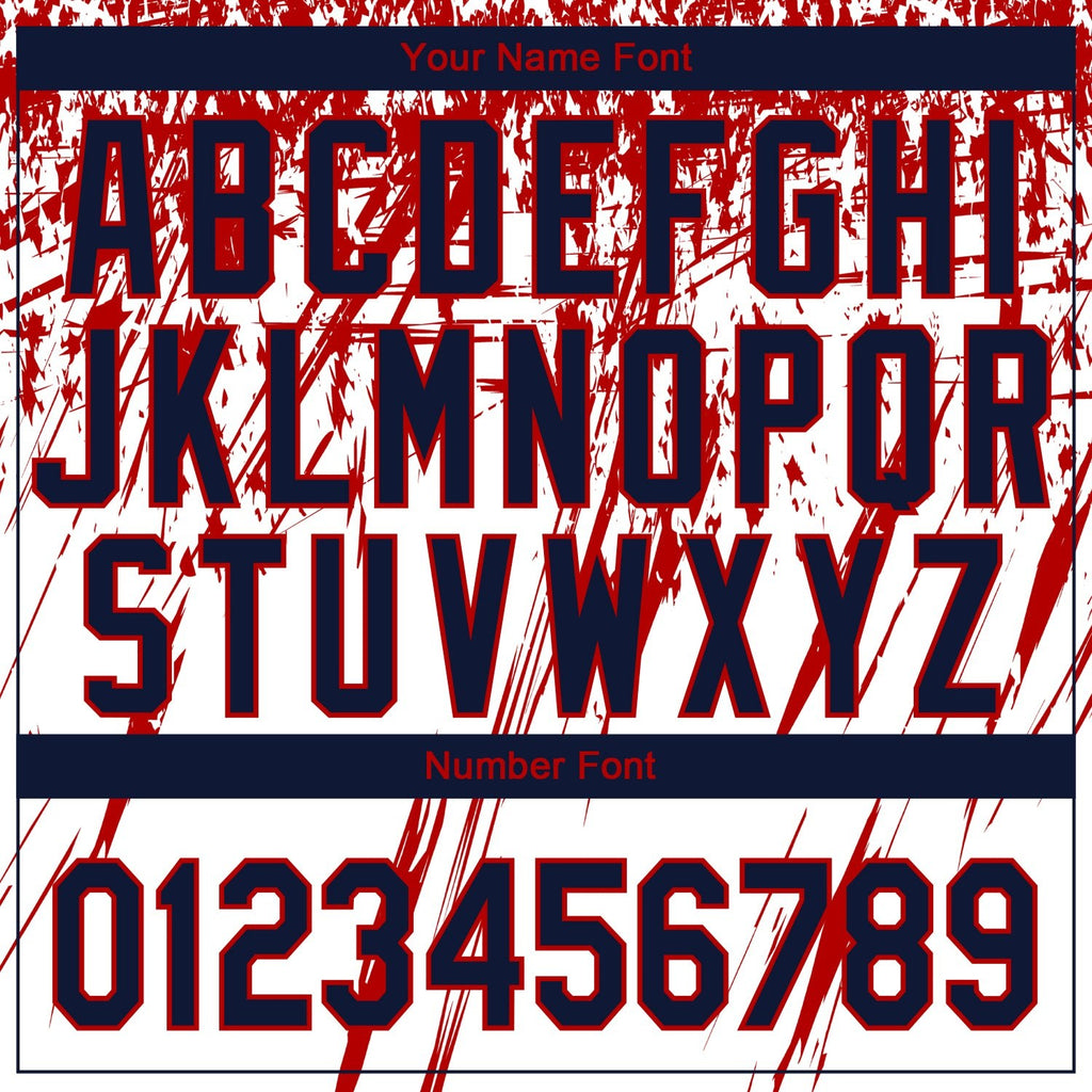Custom White Navy-Red 3D American Flag Scratch Brush Stroke Star Raglan Sleeves Two-Button Unisex Softball Jersey photo 5