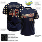 Custom Navy Vintage USA Flag-Cream 3D American Flag Fashion Two-Button Unisex Softball Jersey photo 4