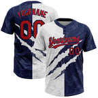 Custom Graffiti Pattern Red-Navy 3D Two-Button Unisex Softball Jersey photo 1