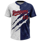 Custom Graffiti Pattern Red-Navy 3D Two-Button Unisex Softball Jersey photo 2