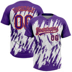 Custom Purple Orange-White 3D Pattern Abstract Sharp Shape Two-Button Unisex Softball Jersey photo 1