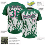 Custom Kelly Green Pink-White 3D Pattern Abstract Sharp Shape Two-Button Unisex Softball Jersey photo 3