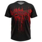 Custom Black Red 3D Pattern Dripping Splatter Art Two-Button Unisex Softball Jersey photo 2