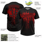 Custom Black Red 3D Pattern Dripping Splatter Art Two-Button Unisex Softball Jersey photo 3