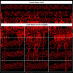 Custom Black Red 3D Pattern Dripping Splatter Art Two-Button Unisex Softball Jersey photo 4